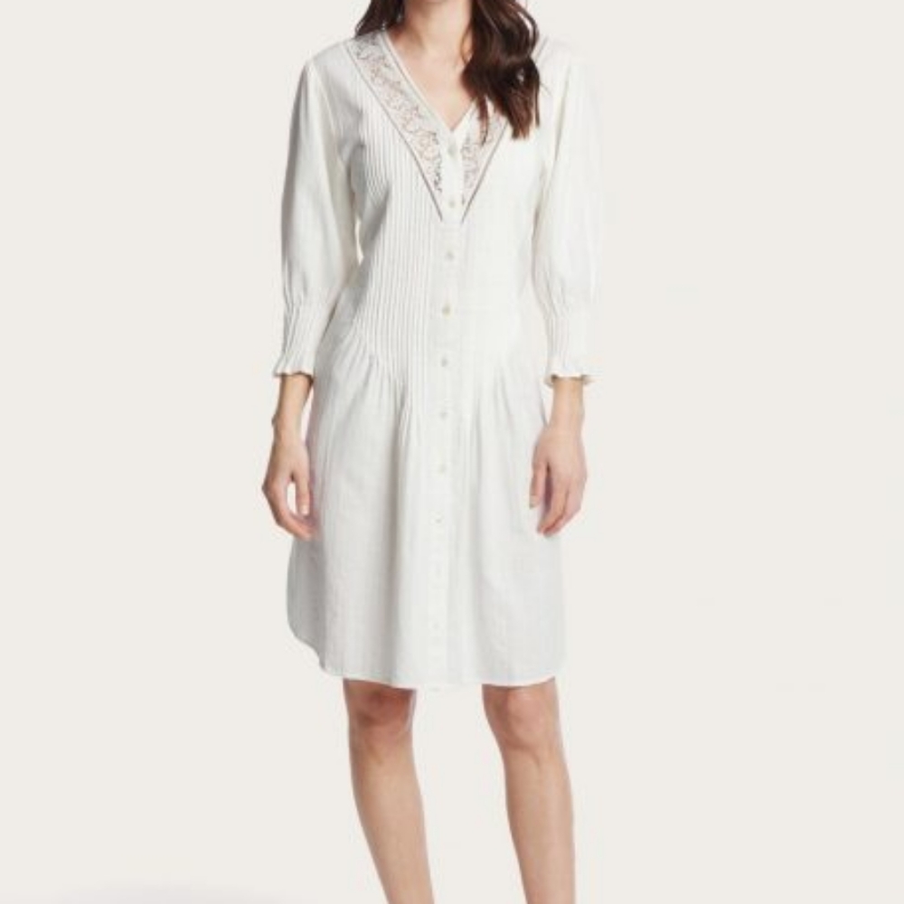 Frye off white Cottagecore lace Ruffle Shirt Dress